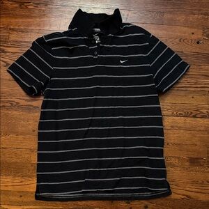 Nike Men's Polo Shirt in Black with White Stripes